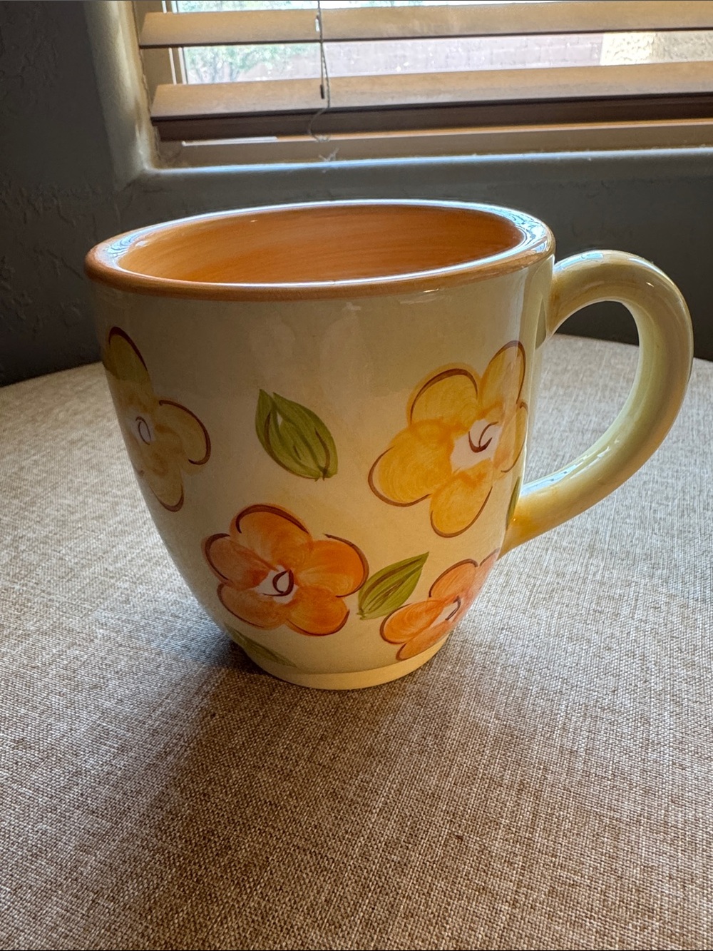 VTG 2000 Starbucks Floral Ceramic Mug in Cream, Orange‎ & Green 16 OZ MINT